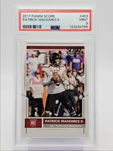 PATRICK MAHOMES II 2017 SCORE ROOKIE FOOTBALL CHIEFS A RC PSA 9 Q0004