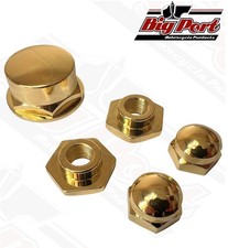 Big Port Springer Fork Front End Brass / Gold Top Nut Set Antique / Classic