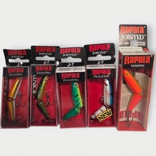 Lot of 5 NEW Rapala Jointed J-7 Floating Lures Gold Trout Firetiger Blue Orange 