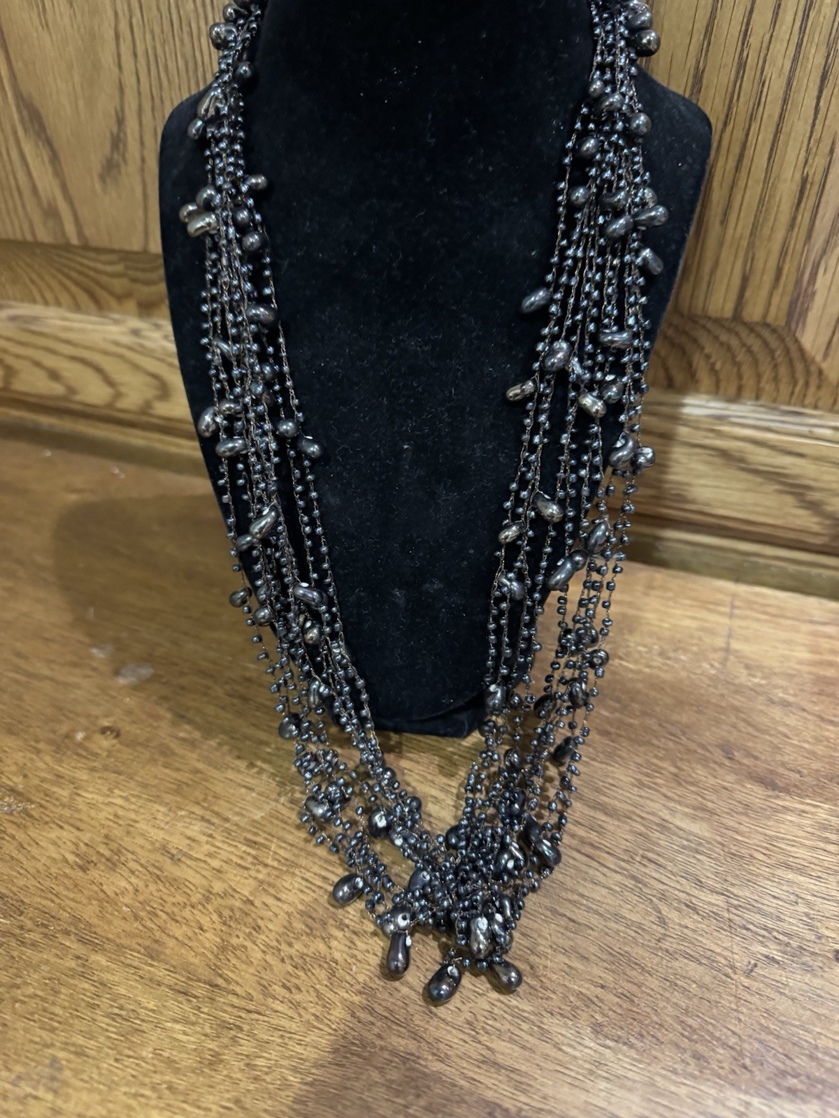 Multi Strand Brown Beaded Statement Necklace - image 1