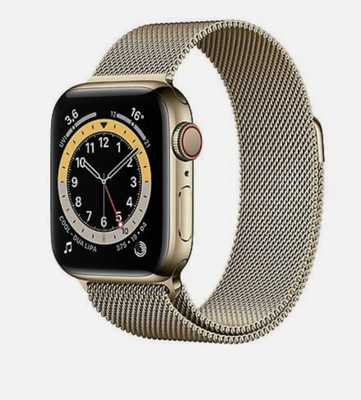 Apple Watch Series 6 GPS Cellular 44 mm Edelstahlgehäuse Gold Milanaise Armband