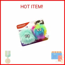 SmartyKat (2 Count Fuzzy Friends Plush Catnip Ball Cat Toys - Rainbow/Turquoise,
