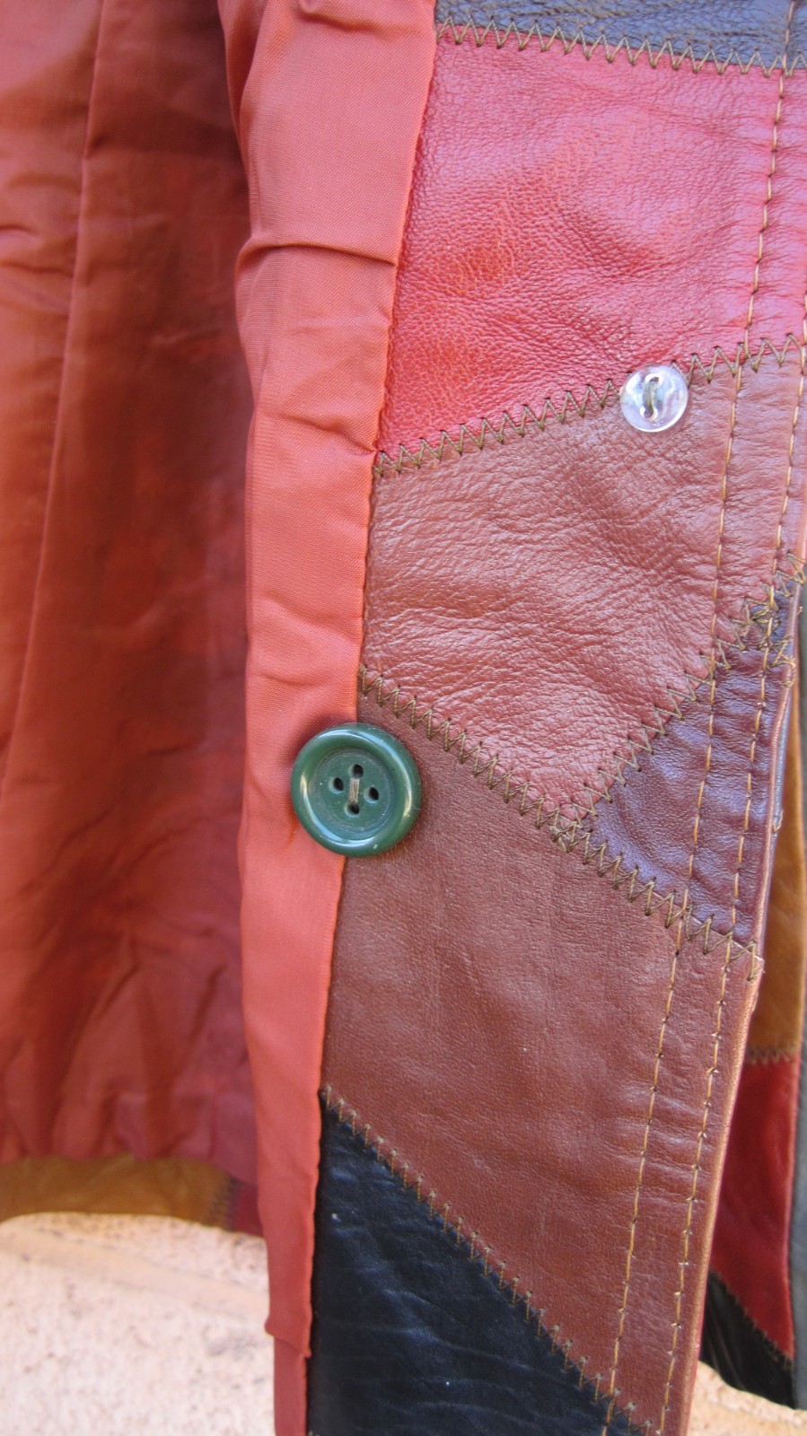 Vintage 70's LEATHER PATCHWORK JACKET Boho Hippy … - image 9