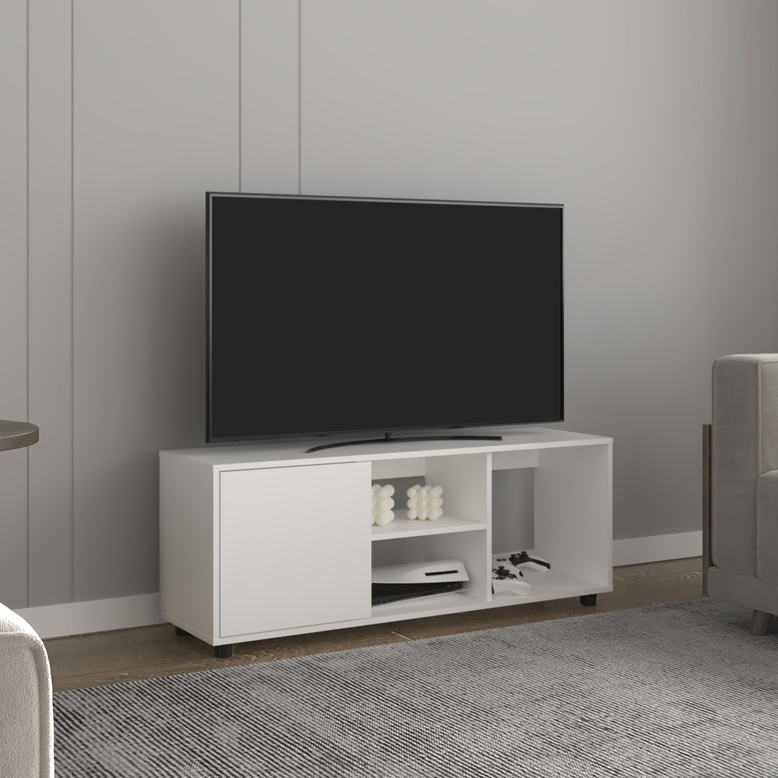 With One Door Cabinet , Four Open Shelves, Cable Management