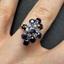 Vintage Ring Sterling Silber 925 Saphir Bergkristall RG 56/57