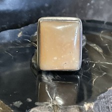 Vintage Sterling Silver Agate Cabochon Ring Size 7