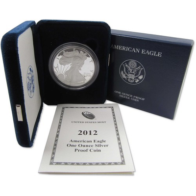 #ad 2012 W American Silver Eagle Choice Proof Bullion $1 Coin OGP COA $104.99