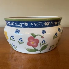 Panda Garden Pottery Planter Bowl 7” X 3.75” Floral Indoor/Outdoor