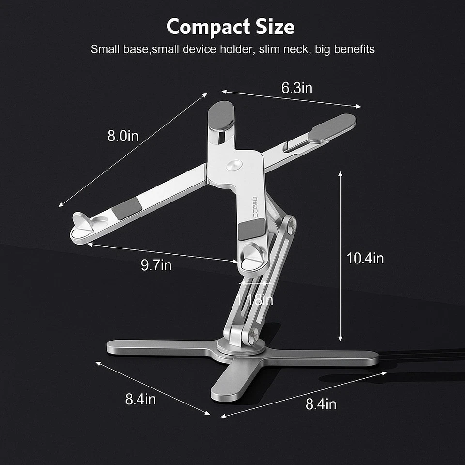 ModelX Premium Laptop Stand - 100% Aluminium, Adjustable Hight And 360 Rotation - Image 3 of 4