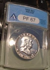 1955 franklin half dollar ANACS proof 67 !! RAINBOW TONER !!