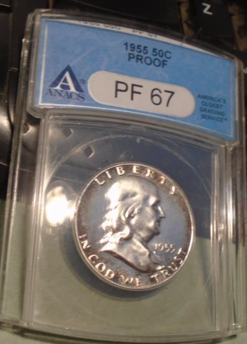 1955 franklin half dollar ANACS proof 67 !! RAINBOW TONER !!