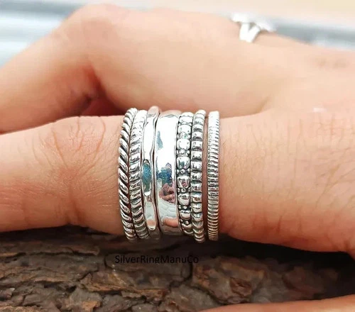 Silver stacking rings, 925 Sterling silver ring, Set Of 7 Rings silver All size