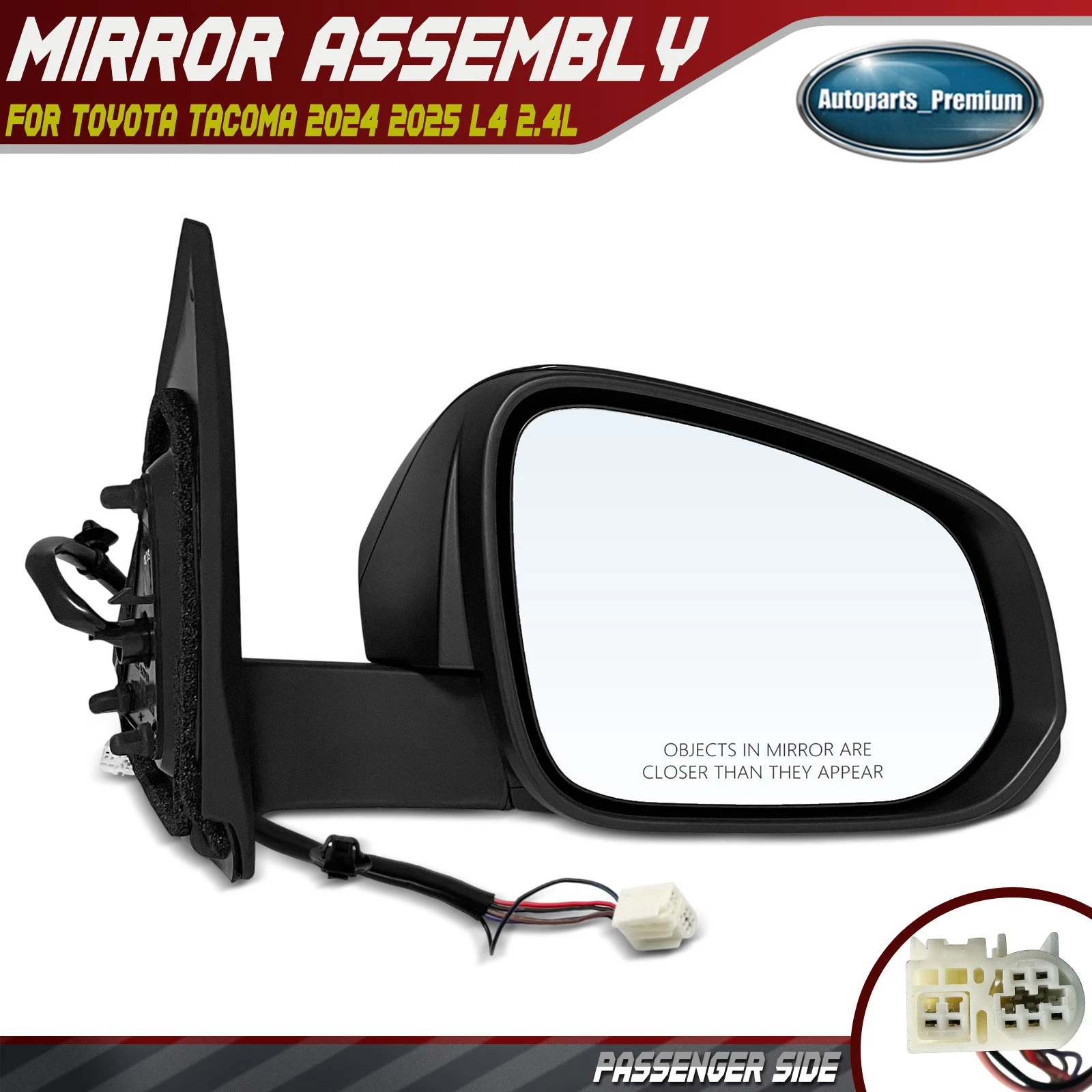 Passenger Side Power Mirror w/ Manual Folding Smooth for Toyota Tacoma 2024 2025