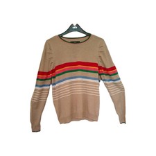 Next Women's Neutral  Rainbow Stripe Knitted Long Sleeve Jumper  Ladies Size M