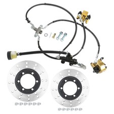Go Kart Front Hydraulic Foot Twin Brake Calipers Assembly Disc Rotors ATV Quad
