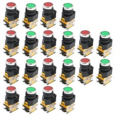20Pcs 22mm Mount 10A 380V DPST Red Green Momentary Push Button Switch S9R3-