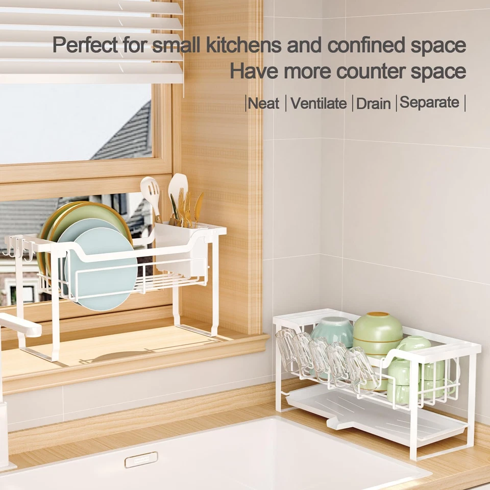 Стойка для тарелок стаканов столовых приборов 2-уровневая сушилка для тарелок - Изображение 4 из 4