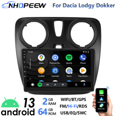 9'' CarPlay Android13 Autoradio 64GB Für Dacia Dokker Lodgy GPS Navi FM RDS WIFI