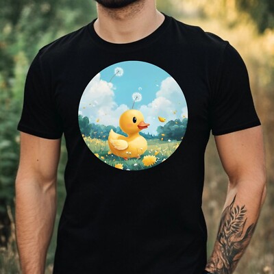 Mens Dandelion Print Cotton Rubber Duck T-Shirt Size XS to 5XL
