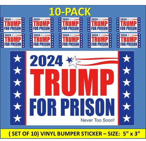 10-Pack Trump 2024 Stickers & Decals - Funny Political Bumper Stickers, Vinyl, Waterproof
