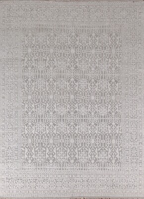 Gray/ Ivory Moroccan Indian Multi Level Pile Area Rug 8'x10' Hand-knotted Carpet
