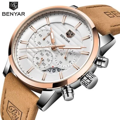 Luxus Herren Armbanduhr Chronograph Wasserdicht Kalender Datum Analog Quarz Uhr - Bild 1 von 4