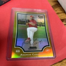 2009 BOWMAN CHROME ROOKIE ANDREW CARPENTER #195 GOLD REFRACTOR 02/50 CARDINALS