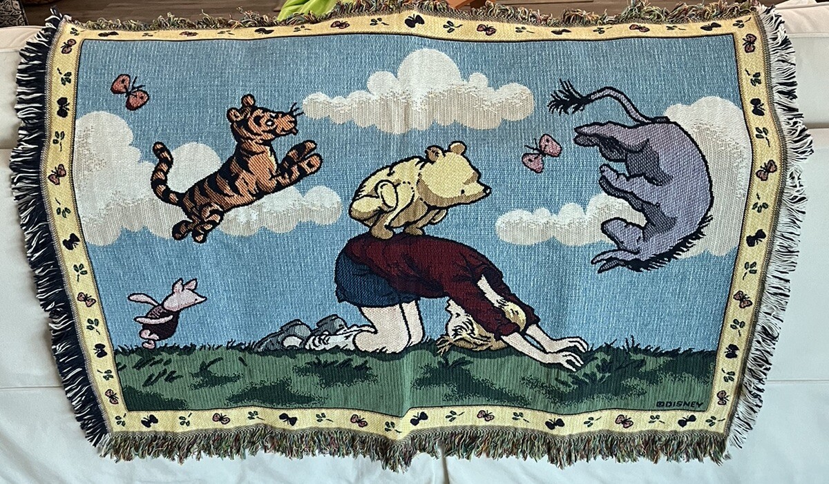 Disney Classic Pooh Vintage Woven Tapestry Blanket Throw Wall
