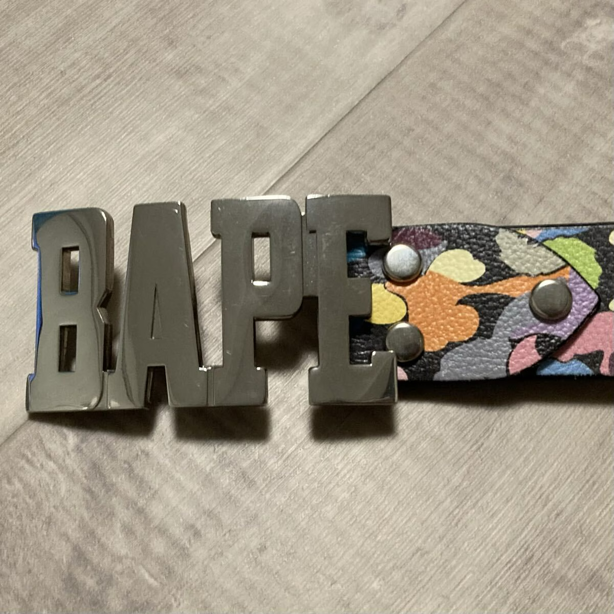 BAPE Multi camo leather belt a bathing ape NIGO Size S | eBay
