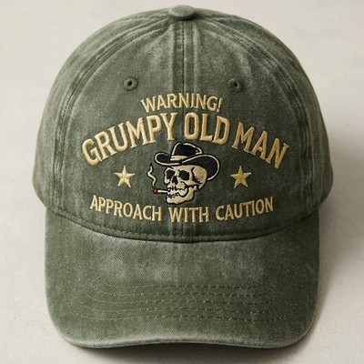 Grumpy Old Man / Warning! Approach With Caution Embroidered Baseball Cap Dad Hat