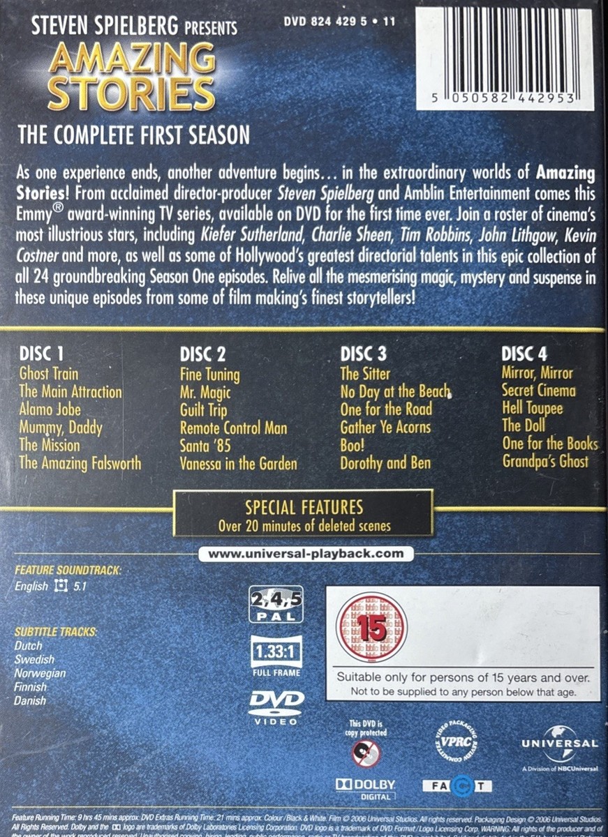 DVD: Amazing Stories (1st Season) - Steven Spielberg 1985