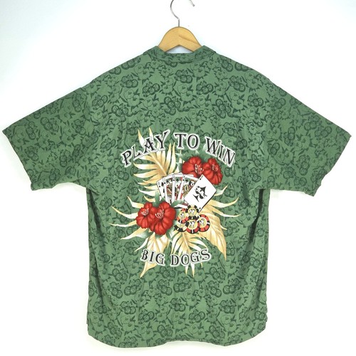 Big Dogs Play To Win Hawaiian Button Up Poker Shirt Mens Large All Over Print
