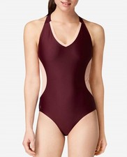Danskin V-Neck Racerback Mesh Leotard One Piece Fig