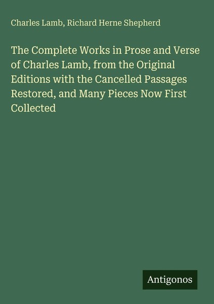Charles Lamb (U. A.) | The Complete Works In Prose And Verse Of Charles Lamb,...-image