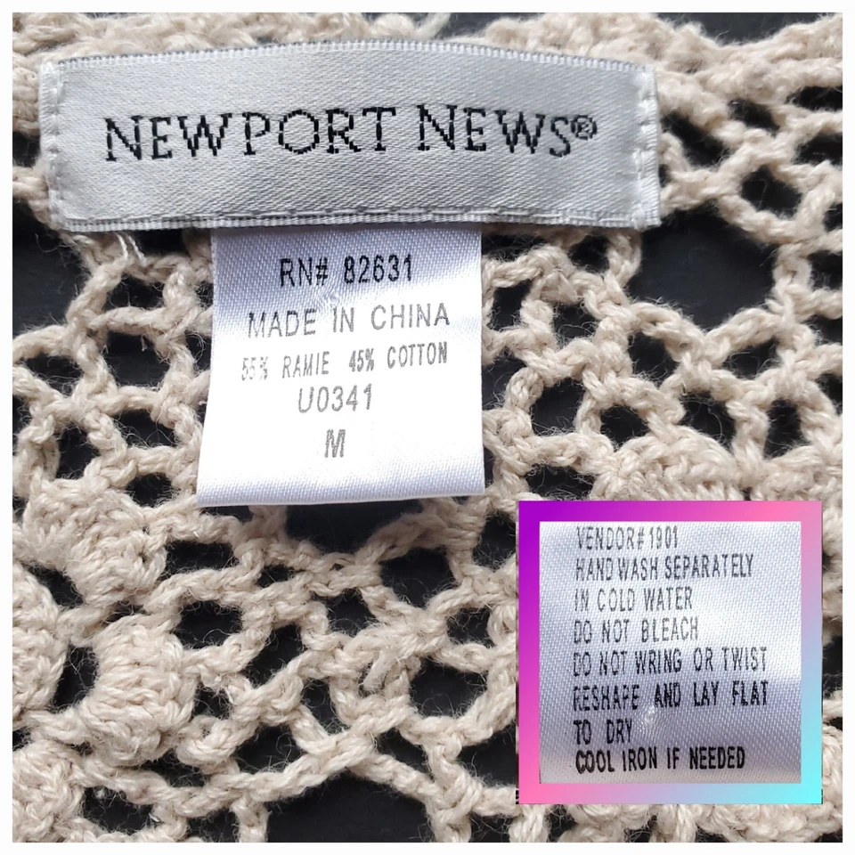 Suéter Crochet Talla M Beige Túnica Casa Caprichoso Floral Abuela Doily Boho Foto 4 de 4