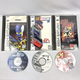 SEGA Saturn V1 Black Console Bundle - 8 Games, Controllers Tested Working