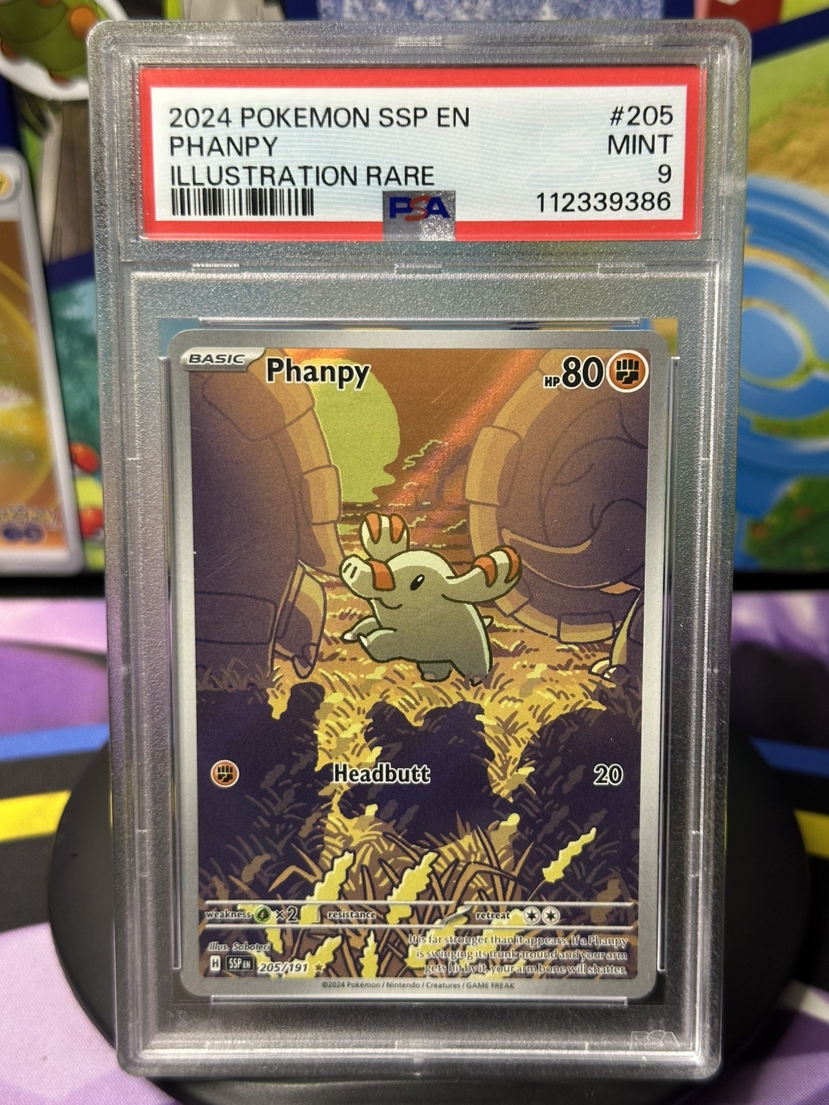 2024 POKEMON SSP EN-SURGING SPARKS #205 PHANPY ILLUSTRATION RARE Psa 9 Mint
