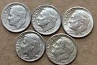 Lot of 5 Roos. Silver Dimes US 10C 1950-S, 1959-D, 1960-D, 1962-D, 1963-D (1s)