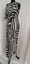 Plt Brown Zebra Print Chiffon Summer Maxi Dress Size 10