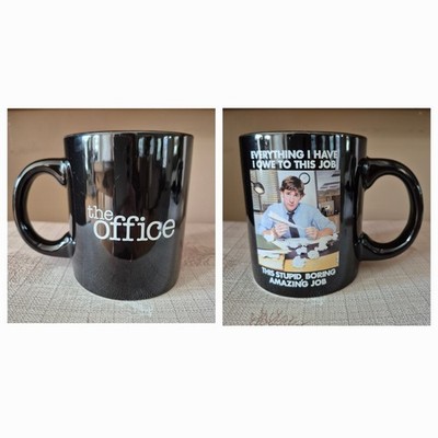 The Office Coffee Mug Jim Everything I Have I Owe To This Job Black w White Logo