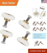 Set of 4 Dia 19mm Stainless Steel Shower Door Wheels Rollers Runners, White, 19m