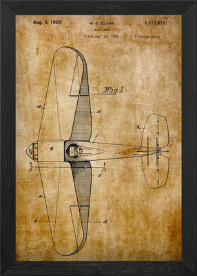 Flugzeug Patent - W. D. Clark - Aug gerahmtes Wandbild Poster Leinwanddruck Bild
