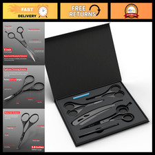 Premium Beard  Mustache Grooming Kit - Scissors, Straight Razor, Tweezers 6 Pc