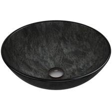 VIGO VG07051 16-1/2" Glass Bathroom Vessel Sink, Gray Onyx