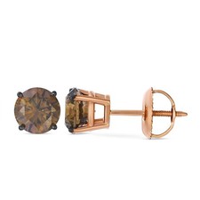 Le Vian 14K Rose Gold Round Stud Earrings for Women 1.50 cts  Chocolate Diamond