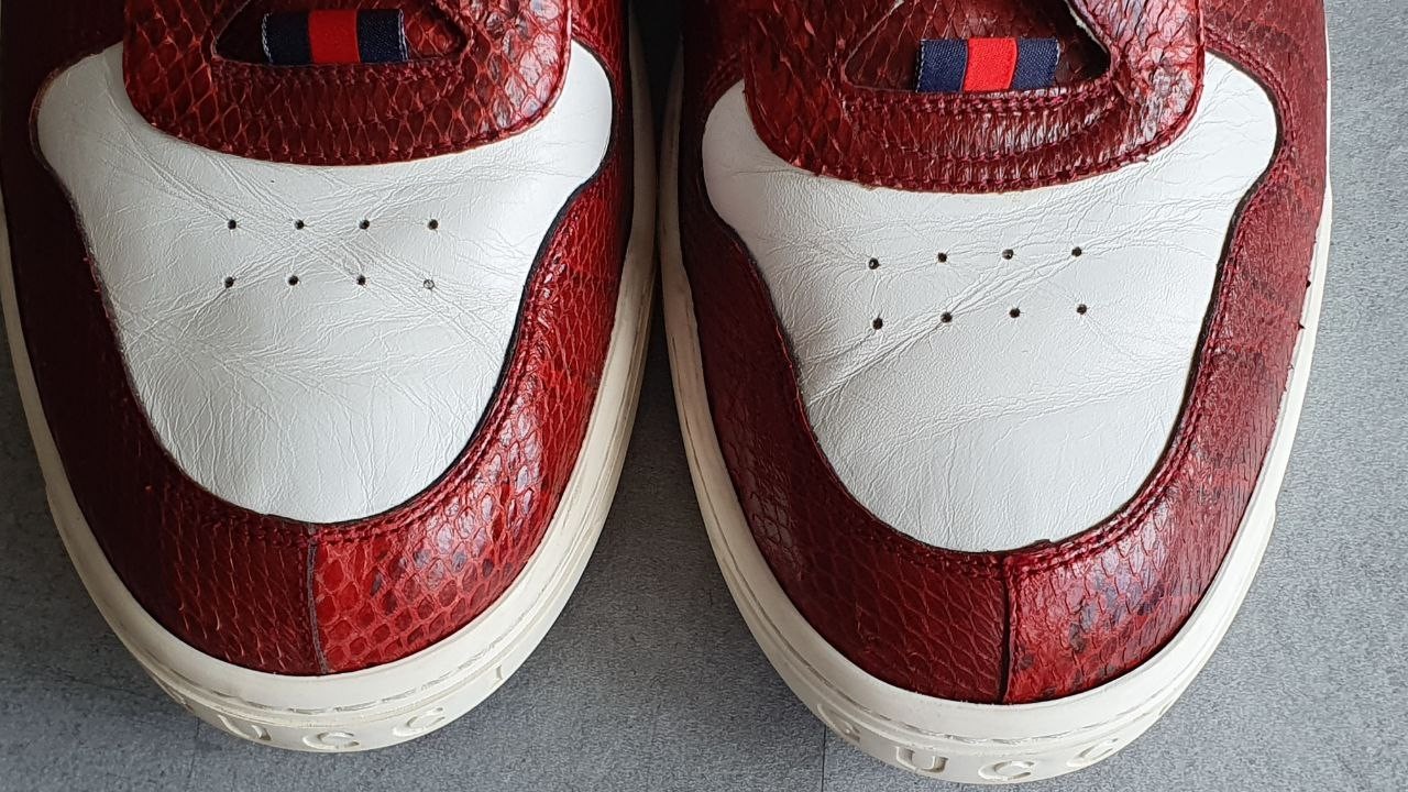 Gucci Interlocking GG Logo Red Python Low Top Sne… - image 7