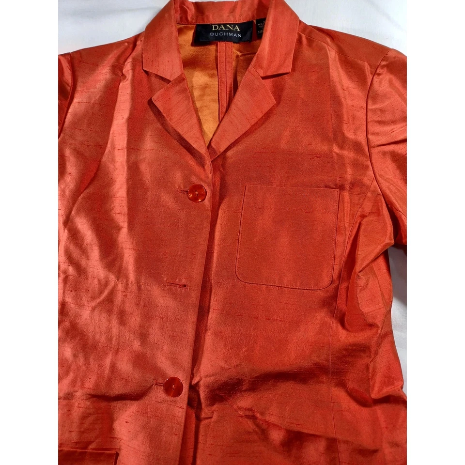 Chaqueta Blazer Mujer Dana Buchman Naranja Seda Carrera Negocios Talla 8 Foto 2 de 4
