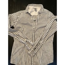 H&M Womens Striped Button Down Shirt Long Sle...