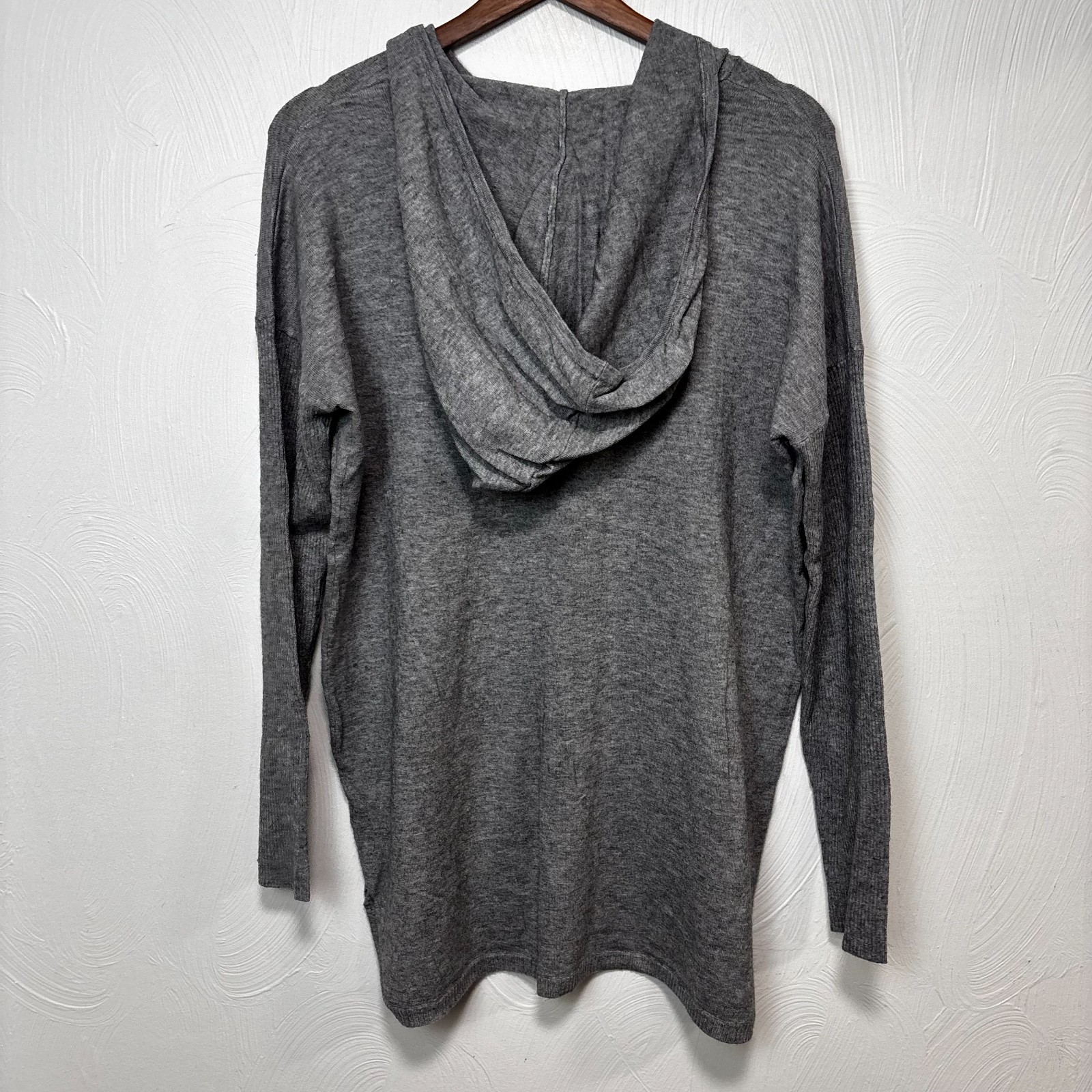 Gray Knit Hoodie Long Sleeve Basic Pullover Women… - image 5