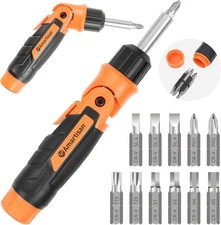 Amartisan 12-in-1 Multi Bit Screwdriver, Ratchet Screwdriver, 60-Degree Adjust P